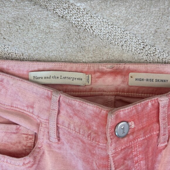 Anthropologie Pilcro and the Letterpress Pink Crushed Velvet High Rise Skinny - Picture 2 of 6